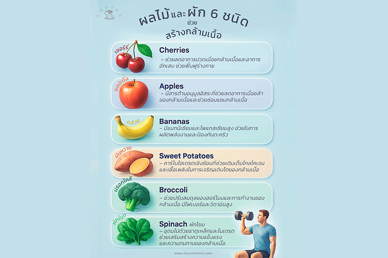 ผลไม้และผัก 6 ชนิดที่ช่วยสร้างกล้ามเนื้อ 